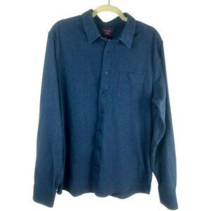 Untuckit Button Down Shirt Men XL Tall Long‎ Blue Brushed Cotton Long Sleeves